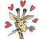 Zeichnung zu einem Vortrag „Ich will verstehen, was Du wirklich brauchst“. Die Giraffe ist das Tier mit dem größten Herz.