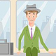 Geschäftsmann sitzt in der Straßenbahn (Illustration)
