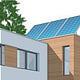 Nachhaltige Energieversorgung: Solaranlage auf dem Dach eines Energieeffizienz-Hauses