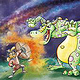 Kinderbuch-Illustration: Drachenkampf