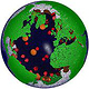 Influenzavirus in einem Globus