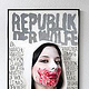 2014 – Plakat für das Theaterstück „Republik der Wölfe“ (Studium, Model: Vanessa Inckemann, Fotograf: Dennis Polkläser)