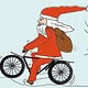 Postkartendesign „Cycling Santa“
