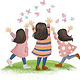 Illustration for Logo Design :: Girls Chasing Butterflies