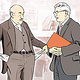 Artur Brauner und Thilo Sarrazin, ARD Magazin Kontraste, Illustration: Heidi Kull