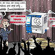 Comic illustration of label printers as a product presentation for social media