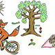 Fuchs beim Baum – Designvorschlag für ein Kinderbuch