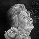 Digitale Schwarz-Weiß Illustration in Gedenken an einer ältere Dame