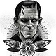 Digitale Schwarz-Weiß Illustration von Frankensteins Monster