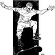 Digitale Schwarz-Weiß Illustration eines Skaters