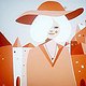 Illustration Frau mit Hut in Stadt