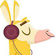Lama mit Kopfhörern