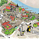 illustrierter Stadtplan dreidimensionale Optik