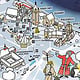 handgezeichneter Stadtplan Weihnachten