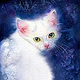 weiße Katze – Aquarell