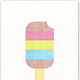 Bleisatz-Karte DIN A5 »Jetzt ein Eis«, fünffarbig mit geometrischen Rasterelementen, handgedruckt