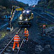 Gleisbauarbeiten der Firma Leonhard Weiss GmbH an der Sinntal-Bahnstrecke.