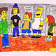 INKTOBER-21 TAG 7 – THEMA:FAN. Ich (großer Simpsons Fan) bin gerade in Springfield bei meinen neuen „Freunden“.