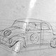 Skizzenzeichnung VW Käfer Herbie