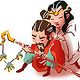 Zhang Qian in Gefangenschaft, farbige Vignette