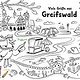 Ausmalpostkarte „Viele Grüße aus Greifswald“