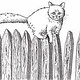 Katze auf einem Zaun (Fineliner Skizze)