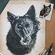 Handgemaltes Hundeporträt in Kohle und Bleistift auf Pergamentpapier