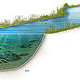 Gewässer-Querschnitt, Pixel-Illustration
