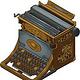 Steampunk-Schreibmaschine in isometrischer Perspektive