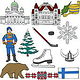 Sticker- Illustrationen für „Schweden“