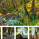 Wimmelbild zum Biotop „Wald“ mit zugehörigen Spielkarten