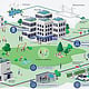 Corporate Illustration Infographic Energy concept for BauMV architecture.