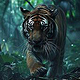 sluedke action shot movie still of a single tiger in a lush tro 2f332494-f0d1−4438-b134−8081014304c6-Edit