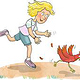 Mädchen jagt Huhn