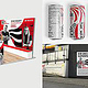 Messestand Design, Getränke Dose, Werbung Plakat