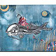 Reise auf dem Fisch Acryl auf Holz