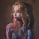 Girl in Red and Blue | Protraitgemälde