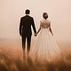 After-Wedding Shooting in einem Weizenfeld im Abendlicht