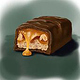 Schokoriegel mit flüssigem Karamell und Erdnüssen – Digitale Food-Illustration