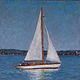 Segelboot, Öl auf Leinwand