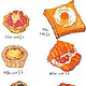 Illustration, Lebensmittelillustration, Dessert, Getränke, Handzeichnung, Alkoholmarker, Grußkarte, Print